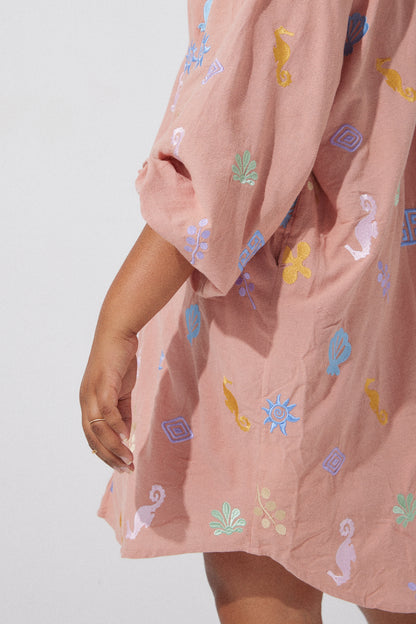 Myer Smock - Embroidered - Pink