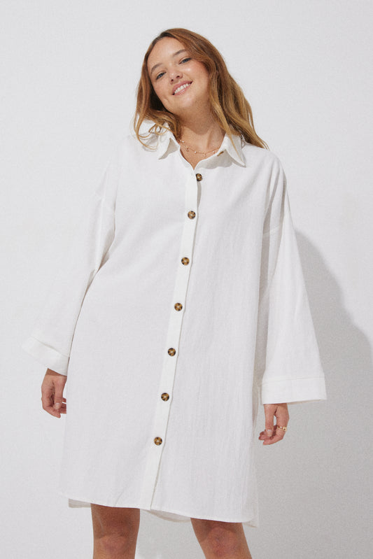 Bowie Shirt Dress - White – Ziggy and the Sun