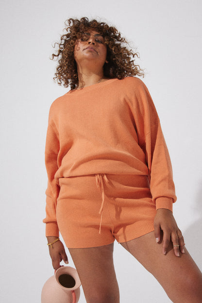 Luna Knit Shorts - Burnt Orange