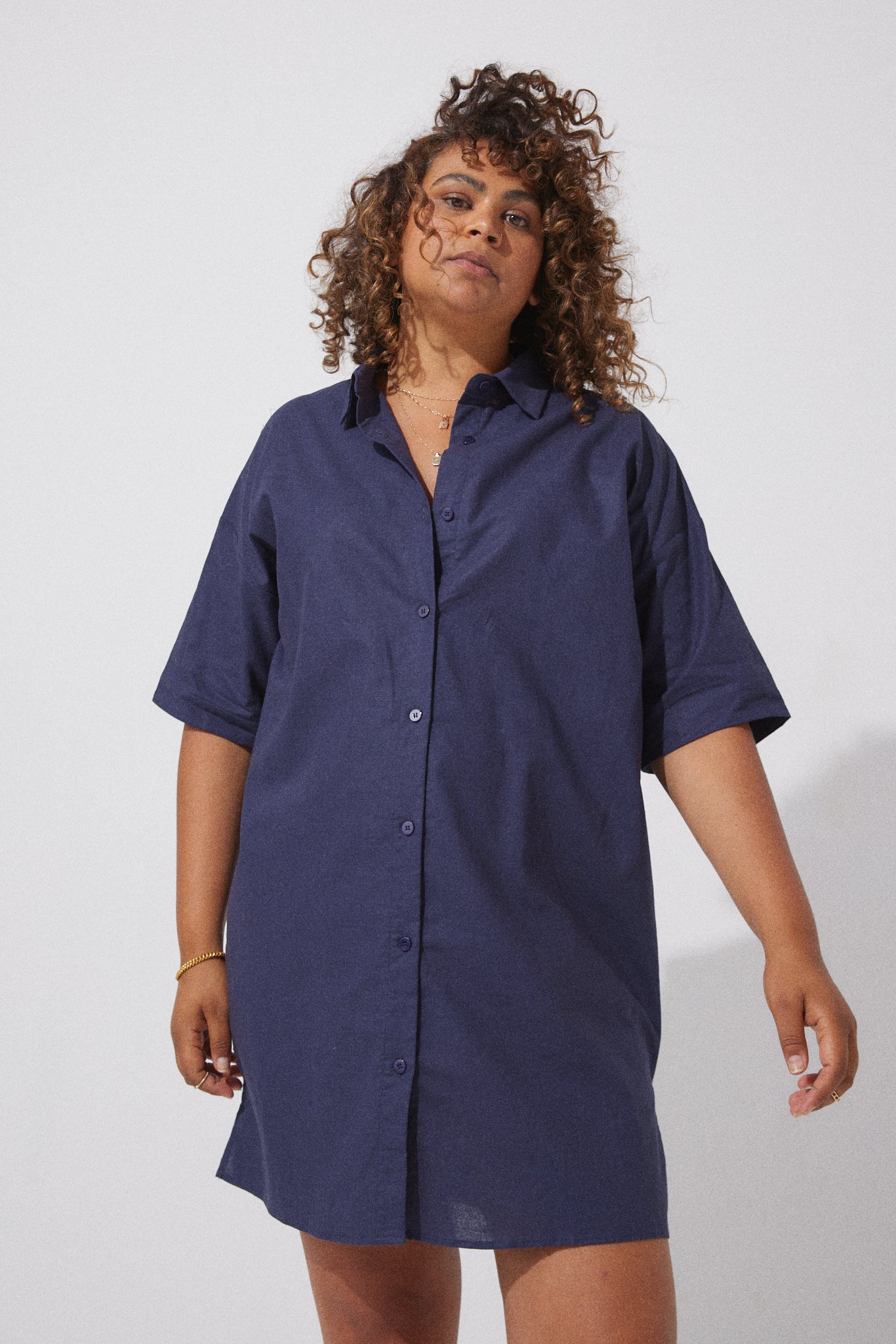 Willa Shirt Dress - Navy