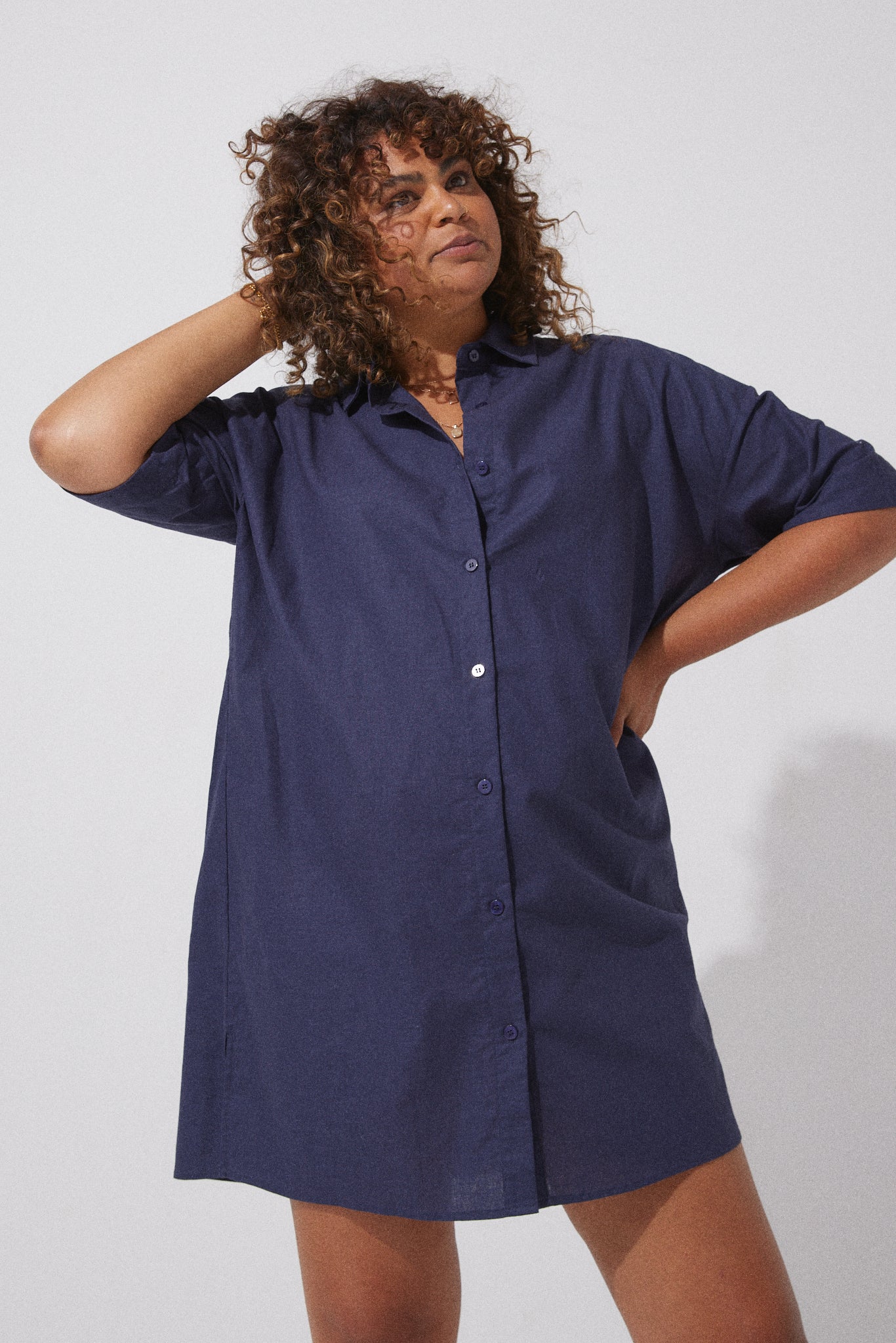 Willa Shirt Dress - Navy