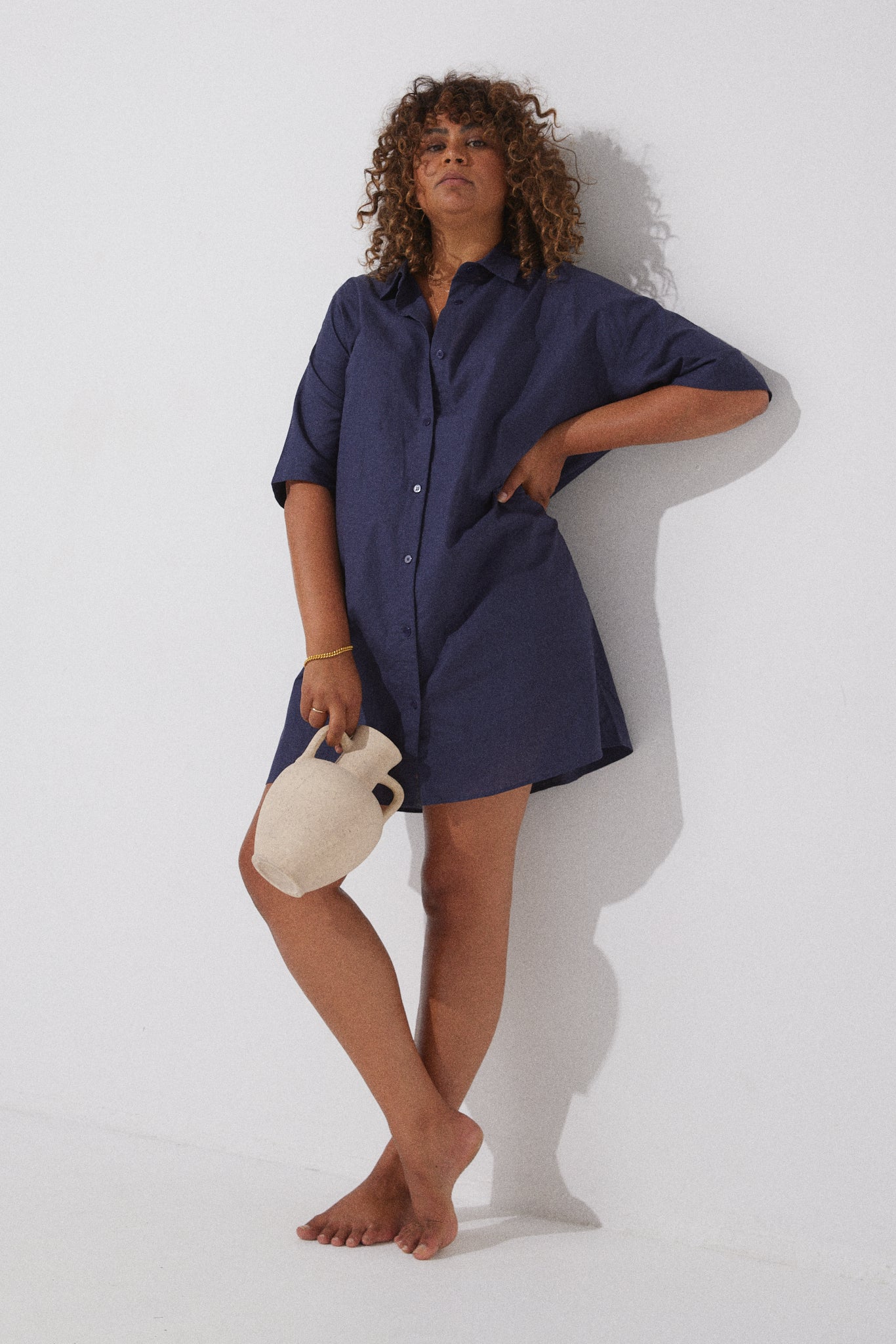 Willa Shirt Dress - Navy