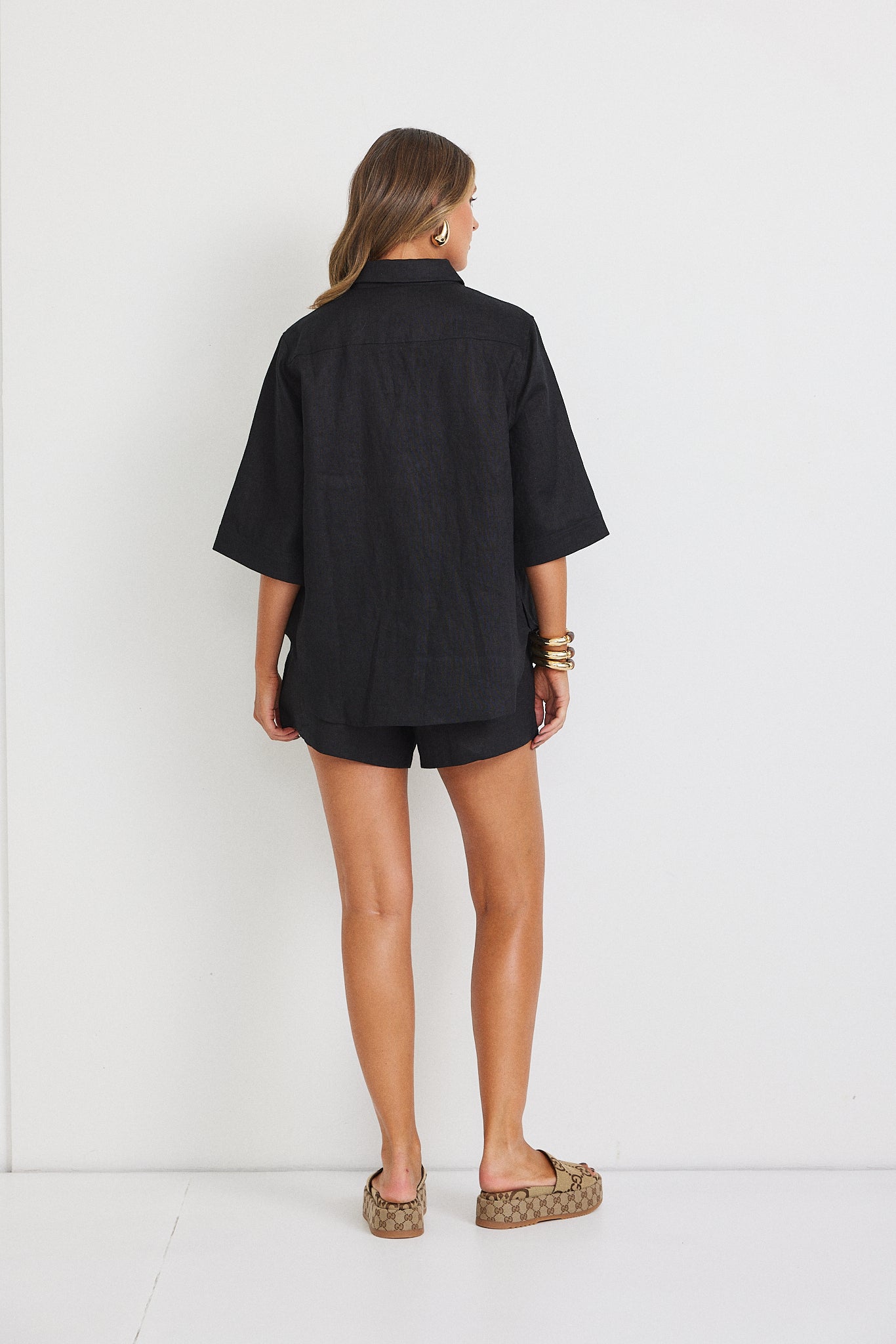 Rahni Linen Shorts - Black