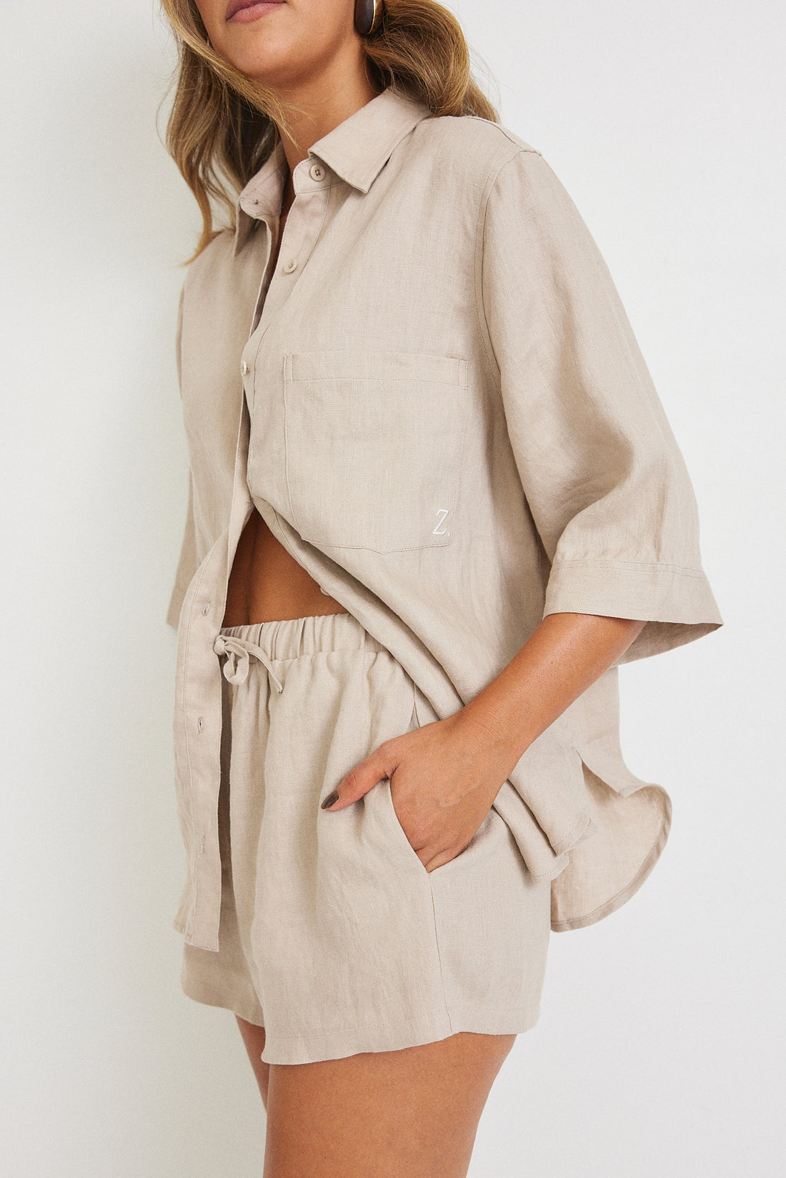 Rahni Linen Shorts - Stone