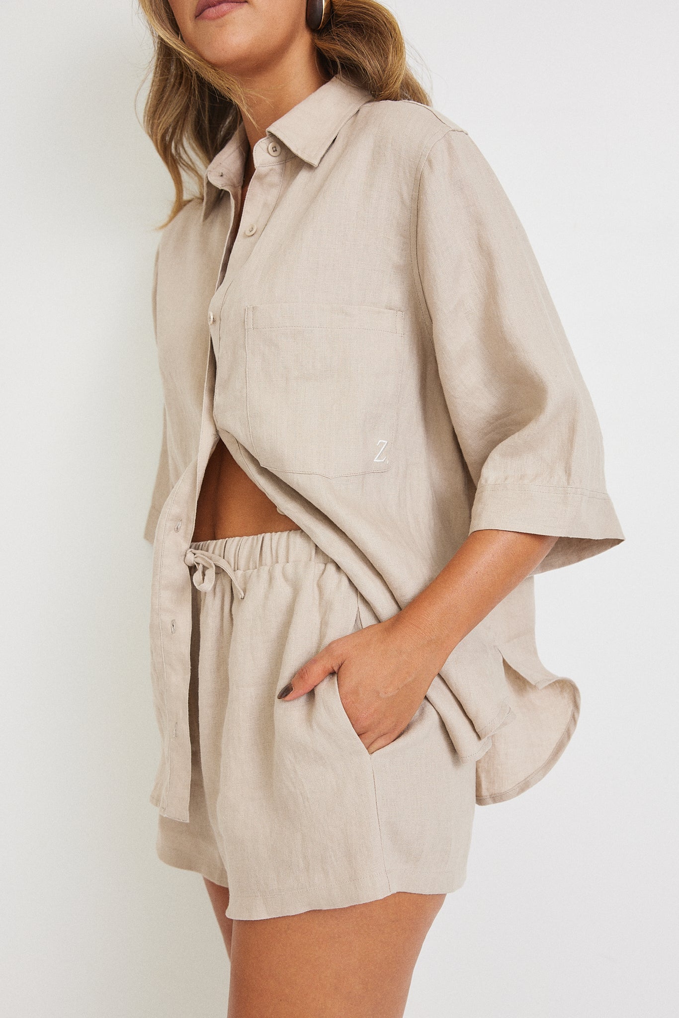 Rahni Linen Shorts - Stone