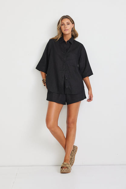 Rahni Linen Shirt - Black