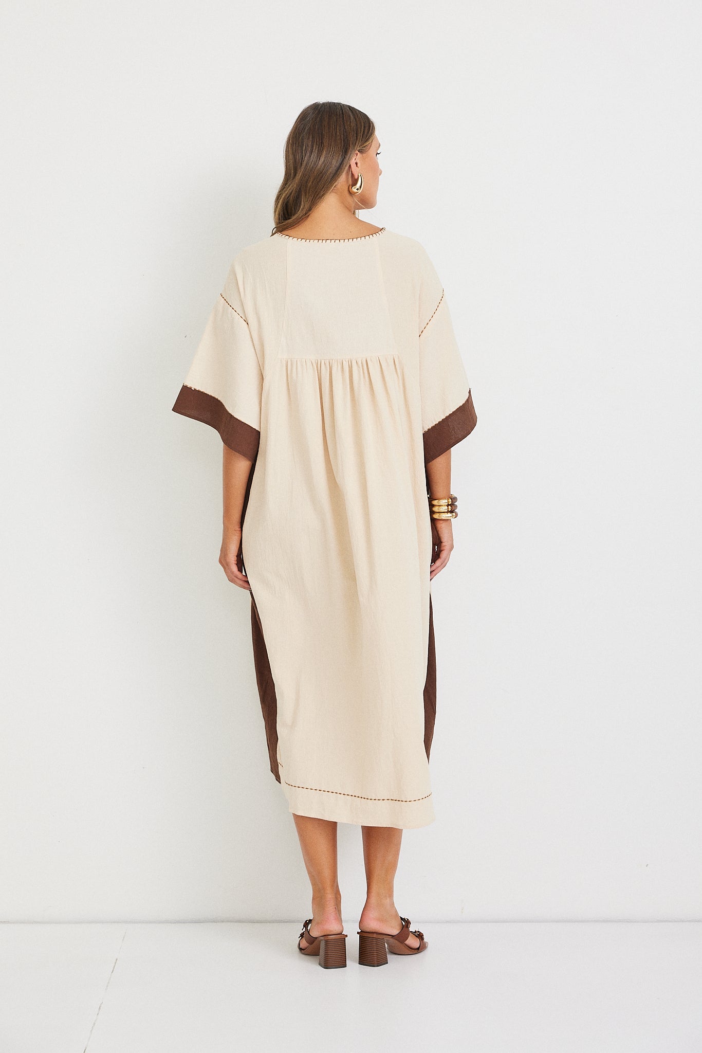 Sasha Midi Dress - Beige/Brown