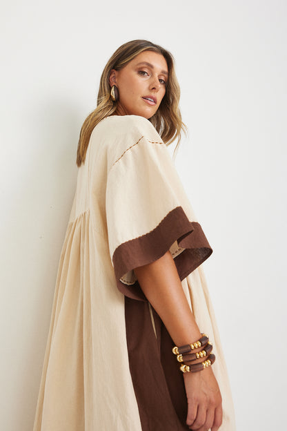 Sasha Midi Dress - Beige/Brown