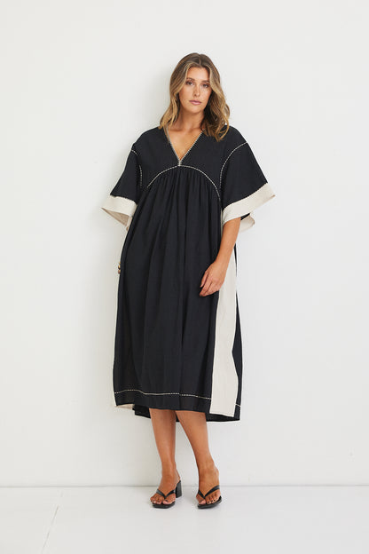 Sasha Midi Dress - Black/Beige