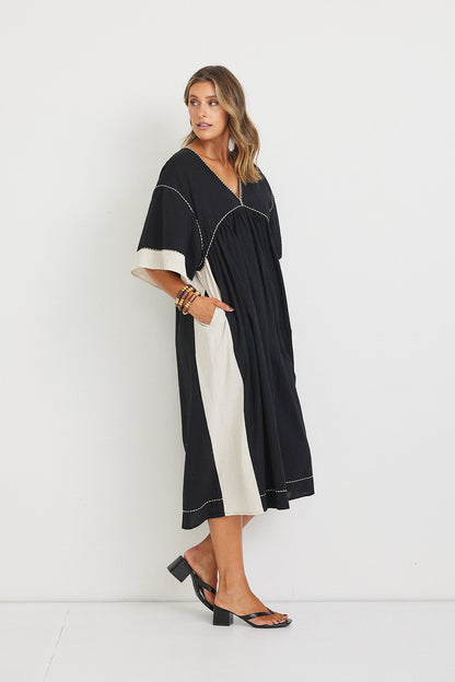 Sasha Midi Dress - Black/Beige