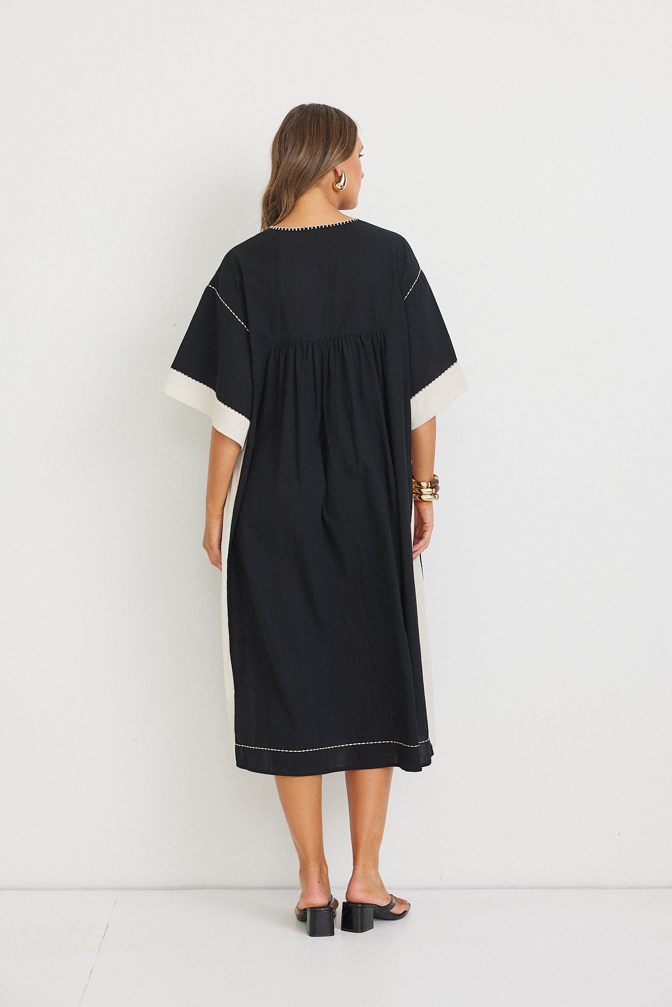 Sasha Midi Dress - Black/Beige