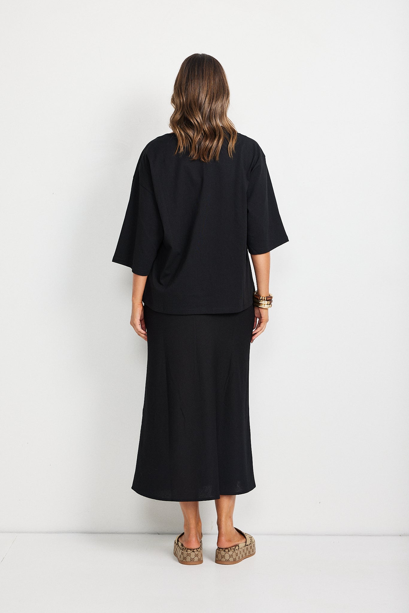 Em Bias Maxi Linen Blend Skirt - Black