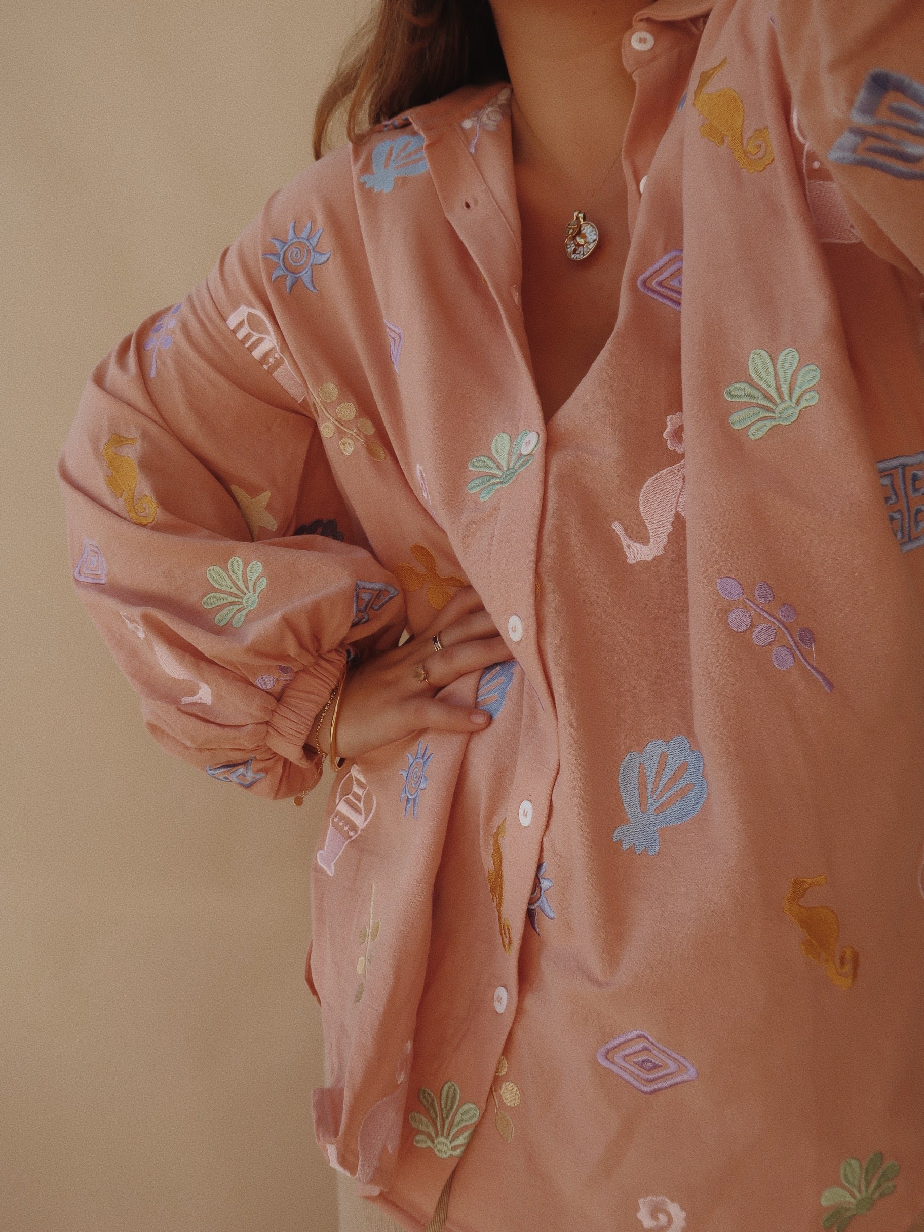 Sandy Embroidered Shirt - Pink